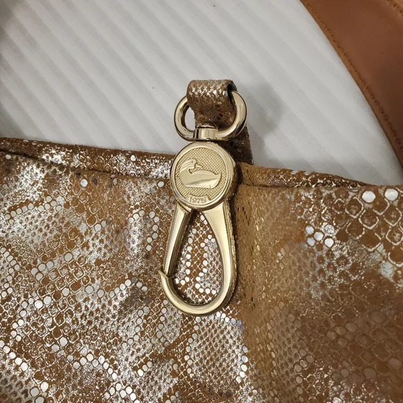 Dooney & Bourke Gold/Silvertone Snakeprint Leather Hobo Bag - Picture 8 of 14